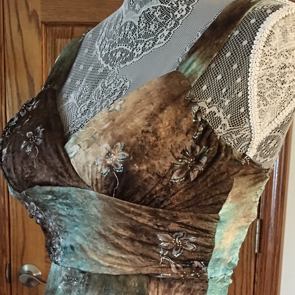 CRUSHED VELVET FEEL! VERY SOFT!TURQUOISE AND BROWNS, SOFT AND VELVETY! ENC❗️ - Picture 3 of 8